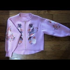 Knit jacket with embroidery